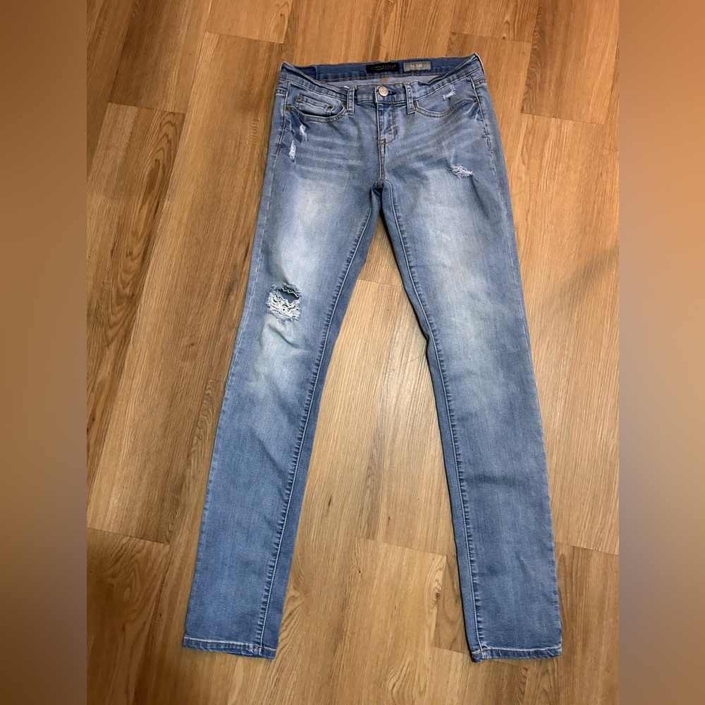 Aeropostale Light Blue Skinny Jeans Women’s Size 4 Long Distressed
